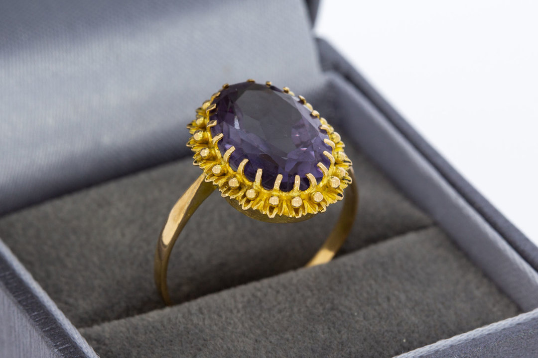 14 Karaat vintage ring met Amethist - 19,0 mm