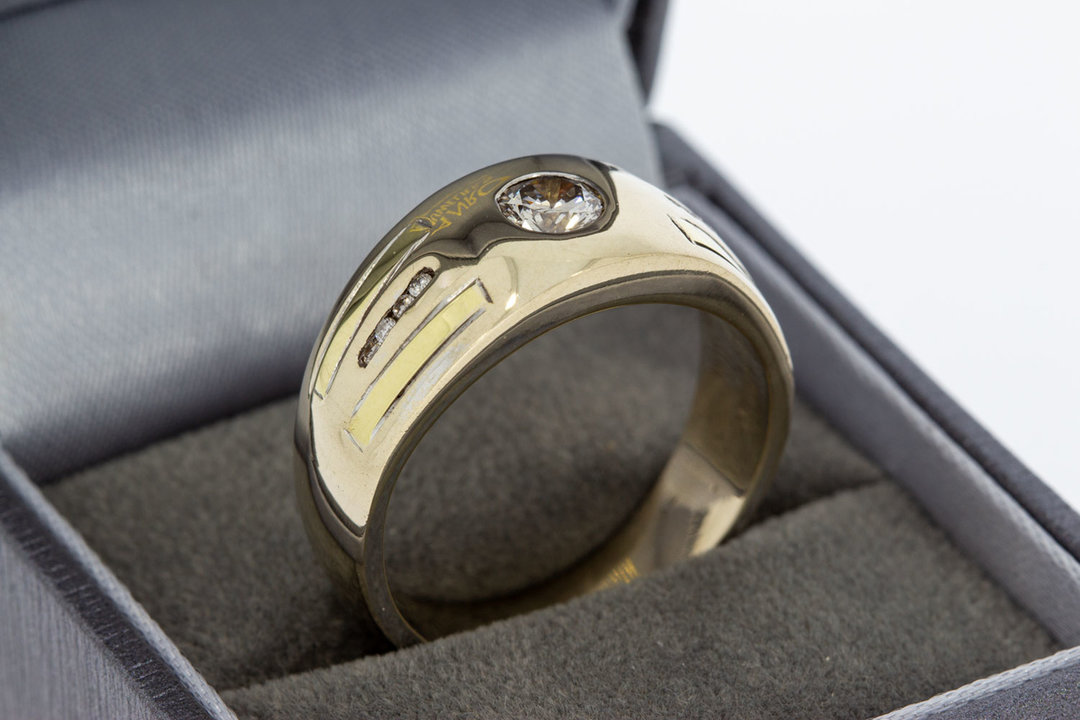 18 Karaat gouden Statement ring met diamant - 21,2 mm