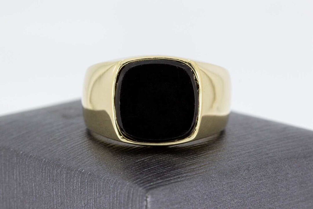 14 Karat gelb goldene Onyx Siegelring - 20,7 mm