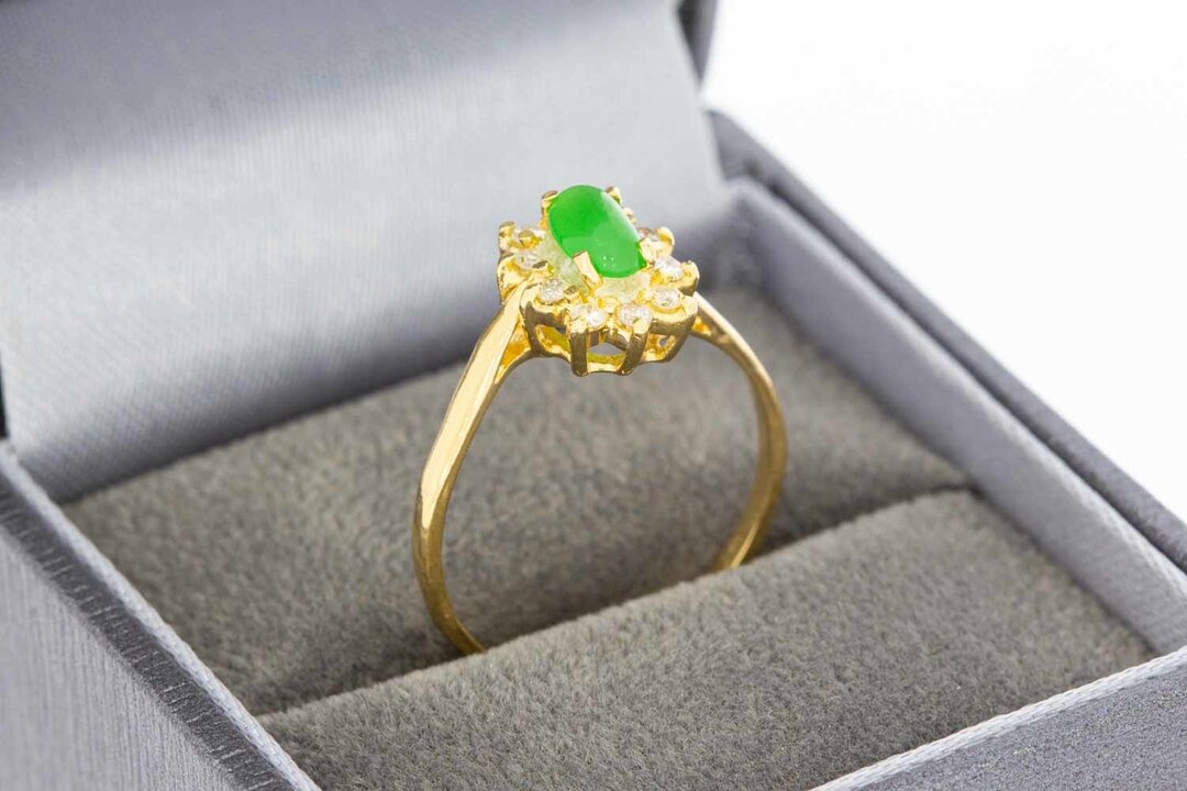 Smaragdring 750 Gold (18 Karat) f&uuml;r Damen, Gr&ouml;&szlig;e 53, 2,1 g