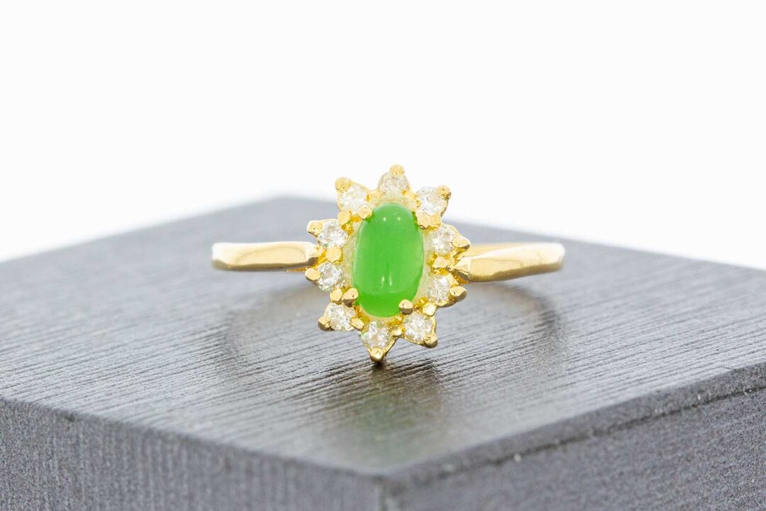 Smaragdring 750 Gold (18 Karat) f&uuml;r Damen, Gr&ouml;&szlig;e 53, 2,1 g