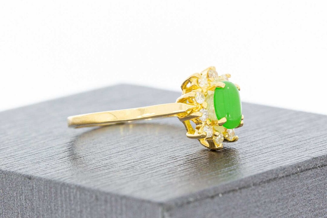 Smaragdring 750 Gold (18 Karat) f&uuml;r Damen, Gr&ouml;&szlig;e 53, 2,1 g