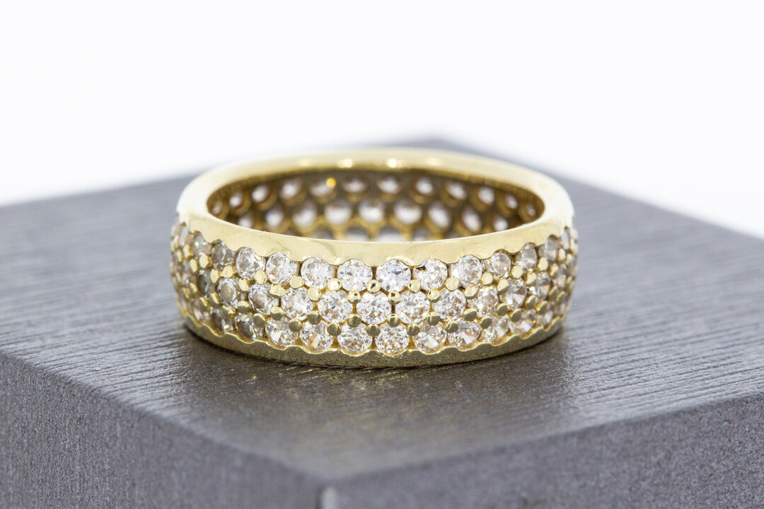 Bandring Damen 585 Gold mit Zirkonia - Ringgr&ouml;&szlig;e 52 (16,7 mm)