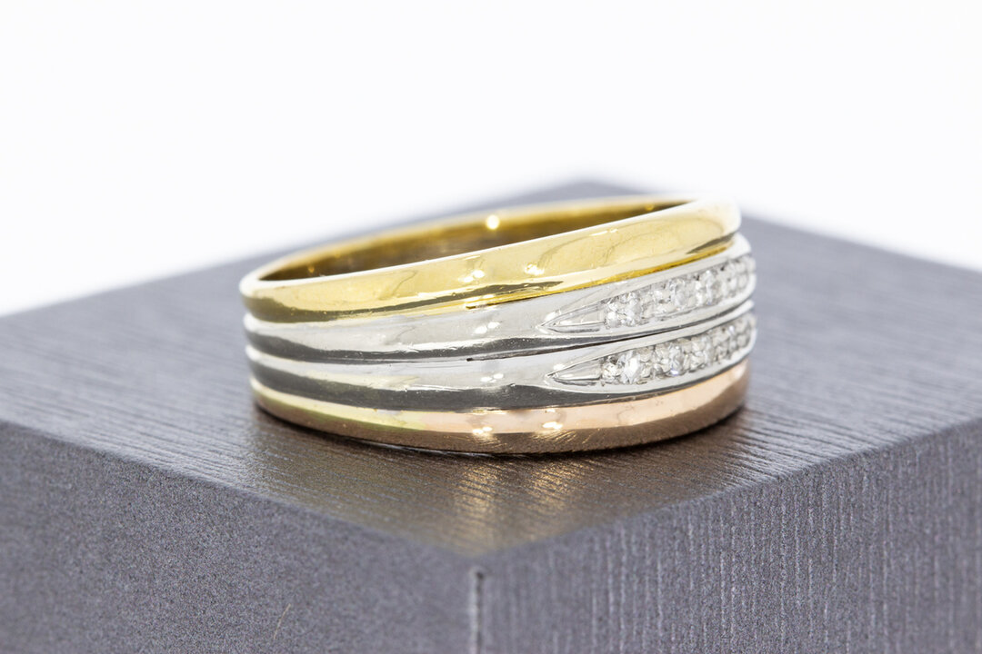 Goldring 750 Tricolor-Gold mit Diamant - Ringgr&ouml;&szlig;e 62