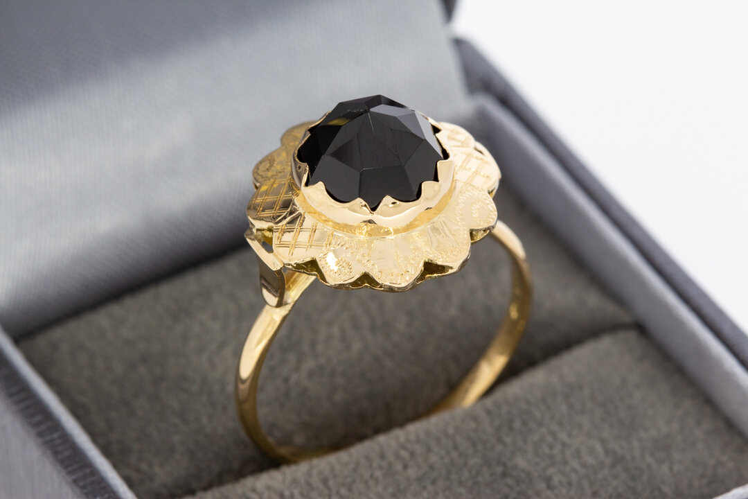 Vintage Goldring Damen 585 mit Granat - Ringgr&ouml;&szlig;e 63 (20 mm)