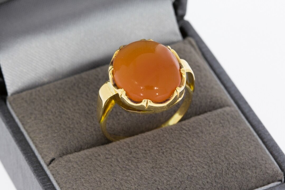 Goldring Damen 585 mit Karneol - Ringgr&ouml;&szlig;e 55 (17,4 mm)