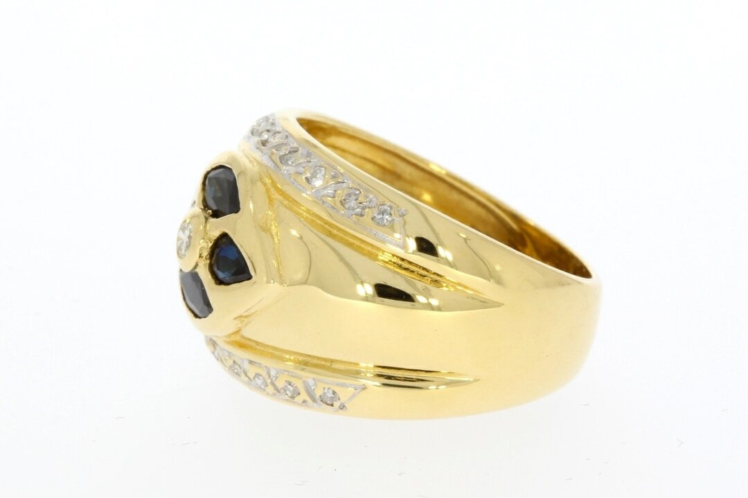 Goldring 750 mit Saphir und Diamant - Ringgr&ouml;&szlig;e 55 (17,5 mm)