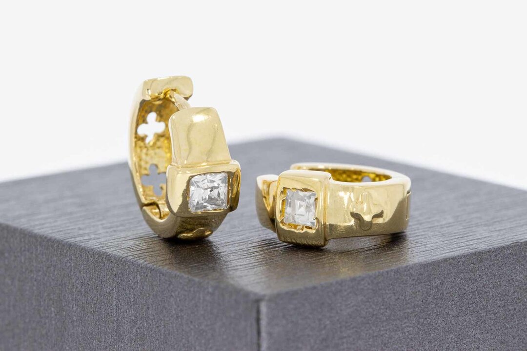 Creolen 585 Gold mit Zirkonia - 1,4 cm