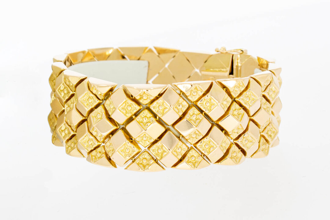 Vintage Breites Goldarmband 750 Ros&eacute;gold - 20,2 cm, 55,2 g