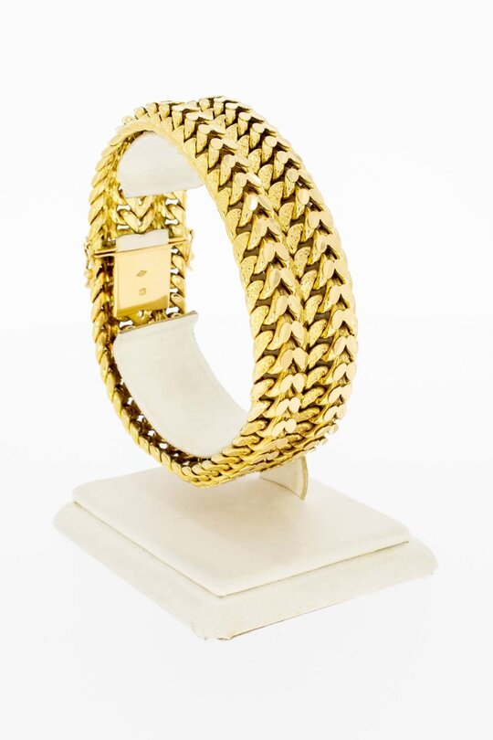 Vintage Breites Geflochtenes Armband 750 Gold - 19,7 cm