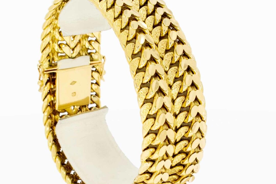 Vintage Breites Geflochtenes Armband 750 Gold - 19,7 cm