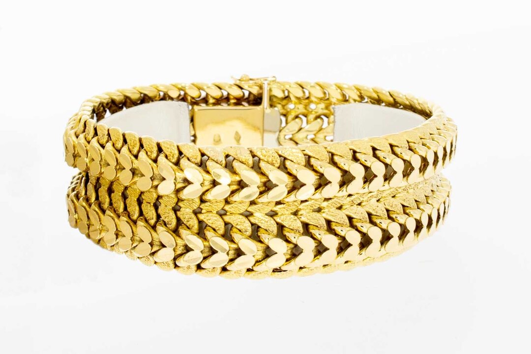 Vintage Breites Geflochtenes Armband 750 Gold - 19,7 cm
