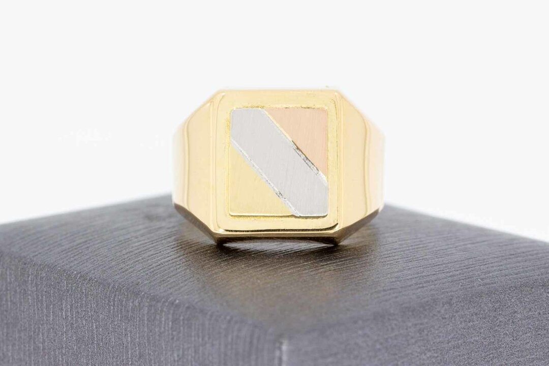 Statement-Ring Herren 750 Tricolor-Gold - Ringgr&ouml;&szlig;e 63