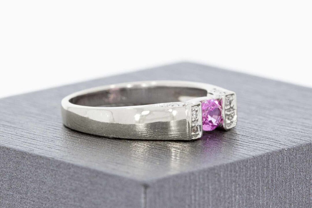 Vorsteckring Damen 750 Wei&szlig;gold mit Rubin - Ringgr&ouml;&szlig;e 55 (17,6 mm)