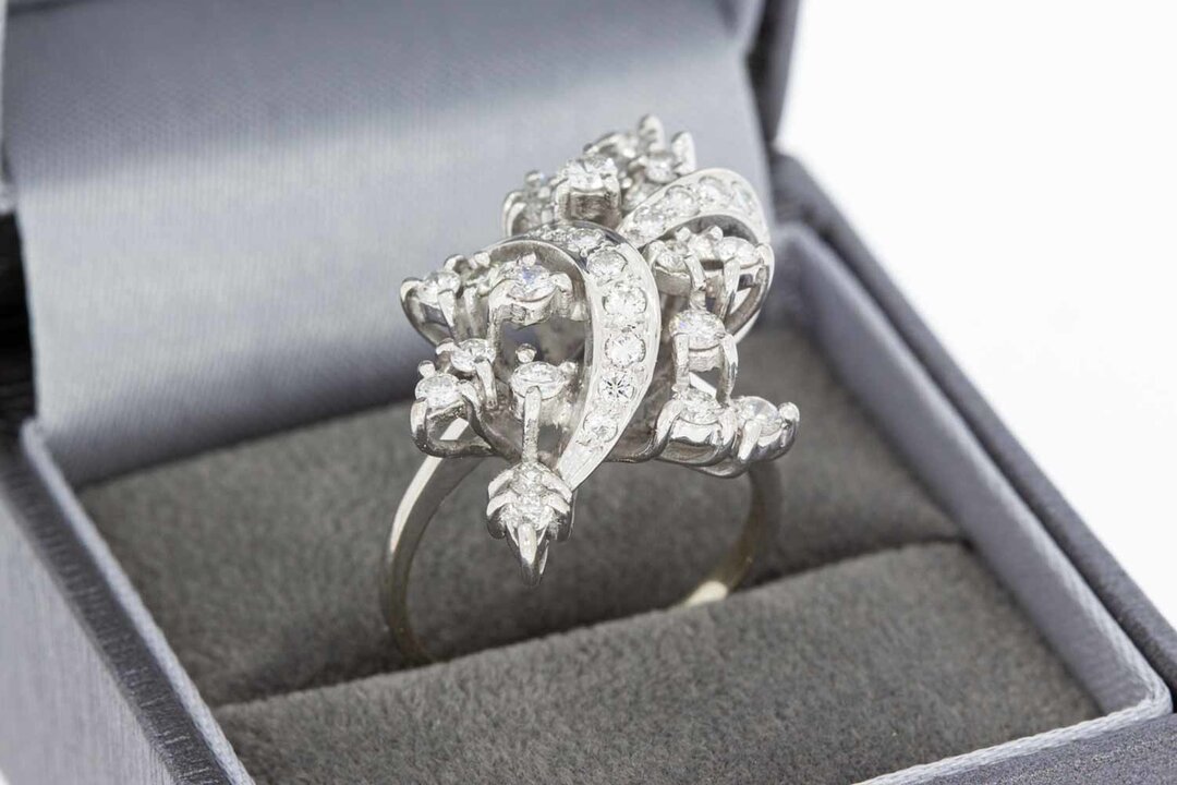 Marquise-Ring Damen 750 Wei&szlig;gold mit Diamant - Ringgr&ouml;&szlig;e 54