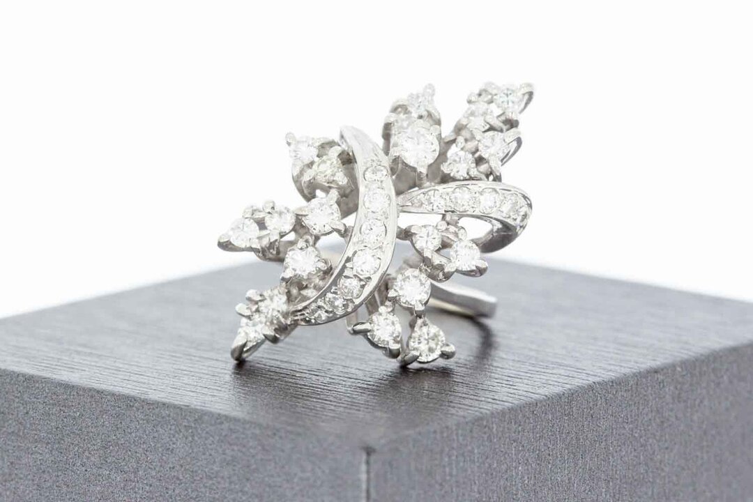 Marquise-Ring Damen 750 Wei&szlig;gold mit Diamant - Ringgr&ouml;&szlig;e 54