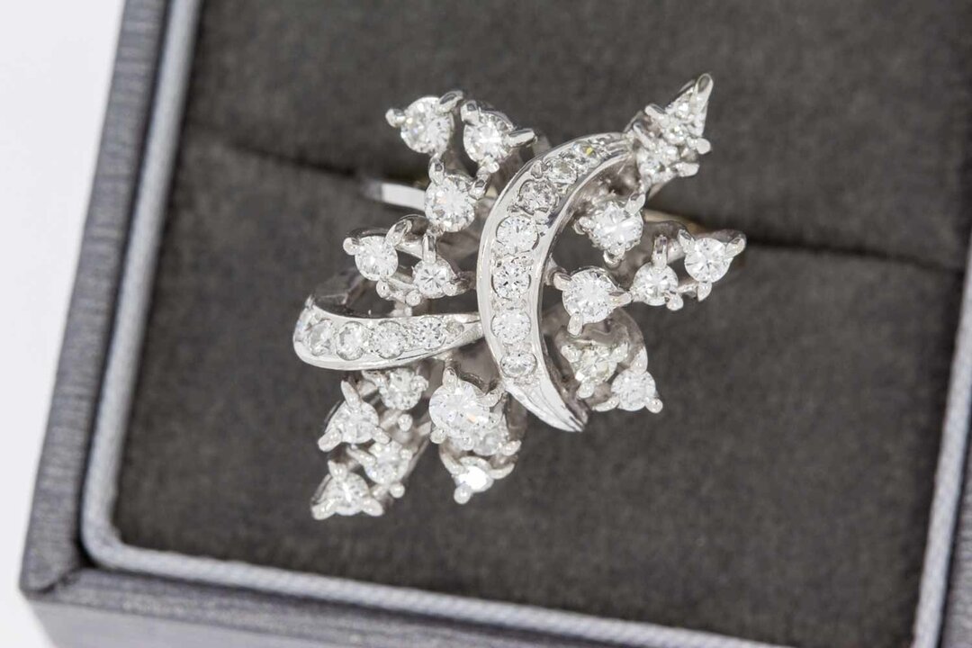 Marquise-Ring Damen 750 Wei&szlig;gold mit Diamant - Ringgr&ouml;&szlig;e 54