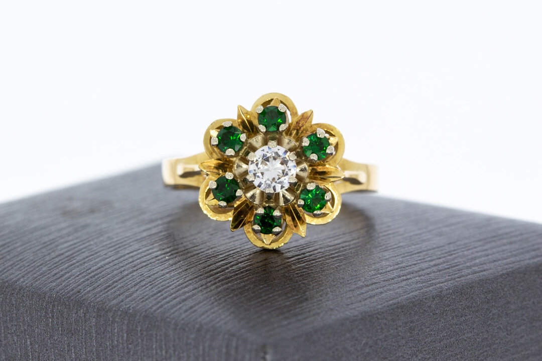 Marquise-Ring 750 Gold mit Smaragd und Saphir