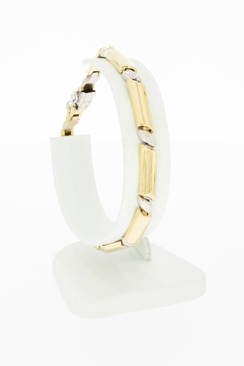 18 Karat zweifarbige Goldbarren Glieder Armband - 19,7 cm