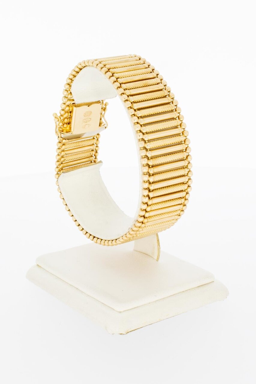 18 Karat Gold breites Vintage Barren Armband - 19,1 cm