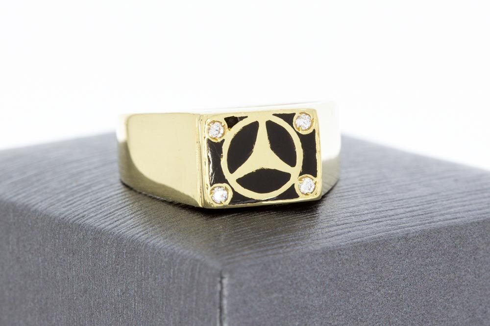 14 Karat Gold Statement Ring mit Mercedes Logo - 19,4