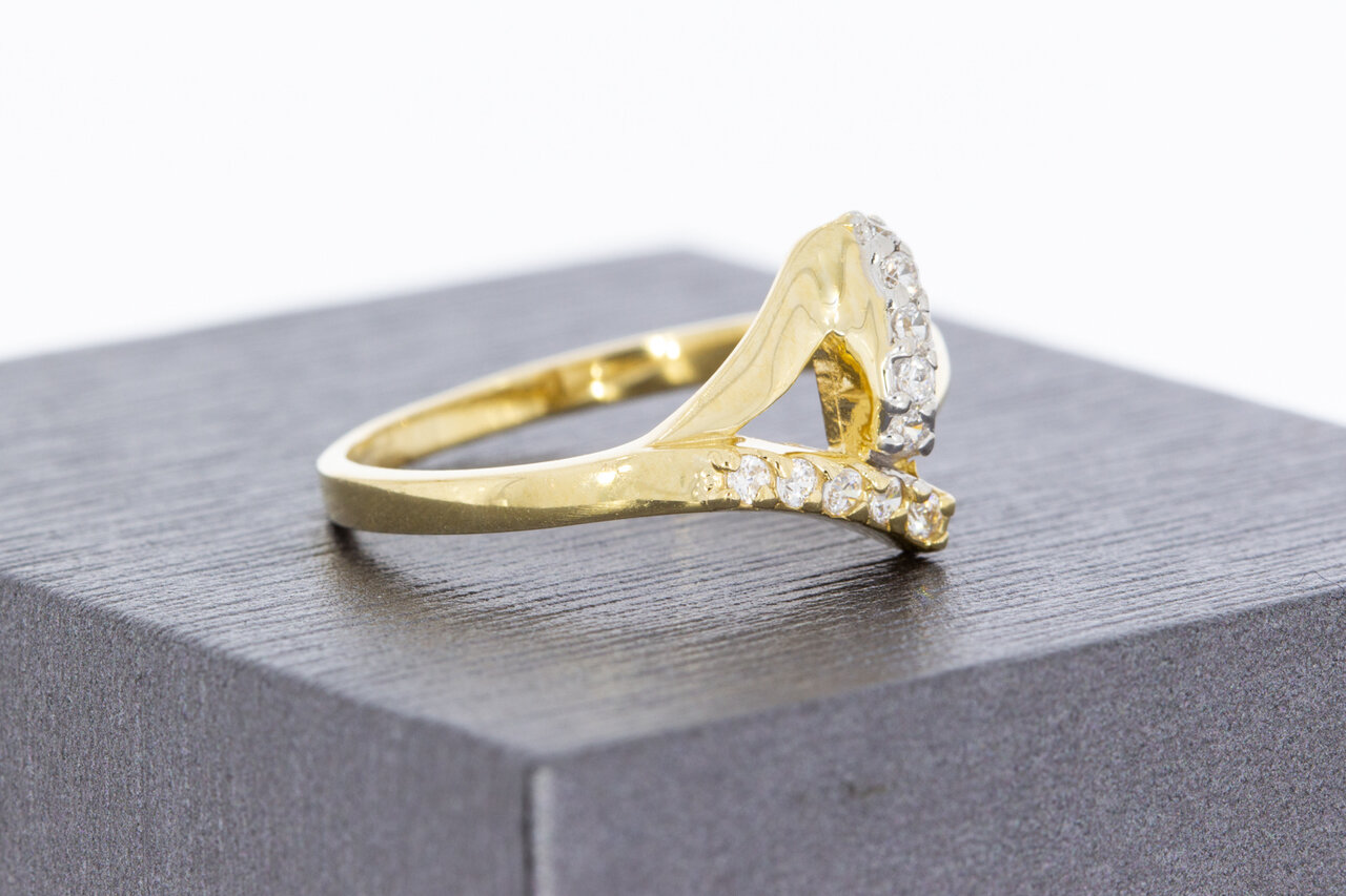 14 Karat Gold Fantasy geschwungene Zirkonia Ring - 18,2 mm
