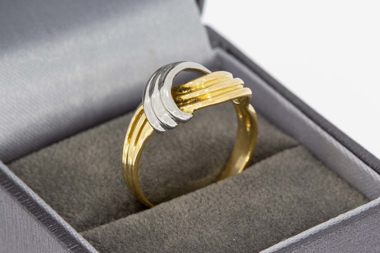 18 Karat bicolor Gold Knopf Ring - 18,3 mm