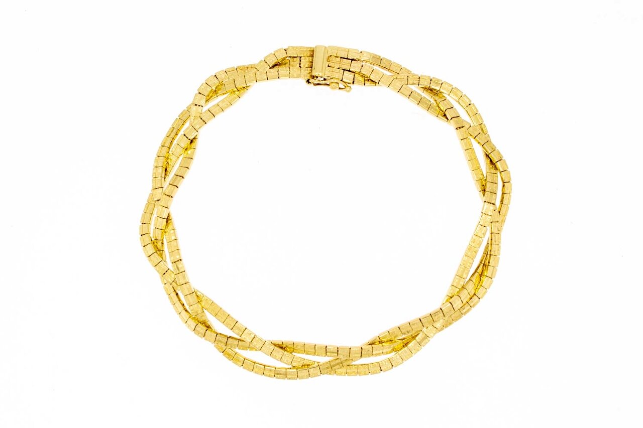 14 Karat Gold geflochtenes Cube Armband - 19,7 cm