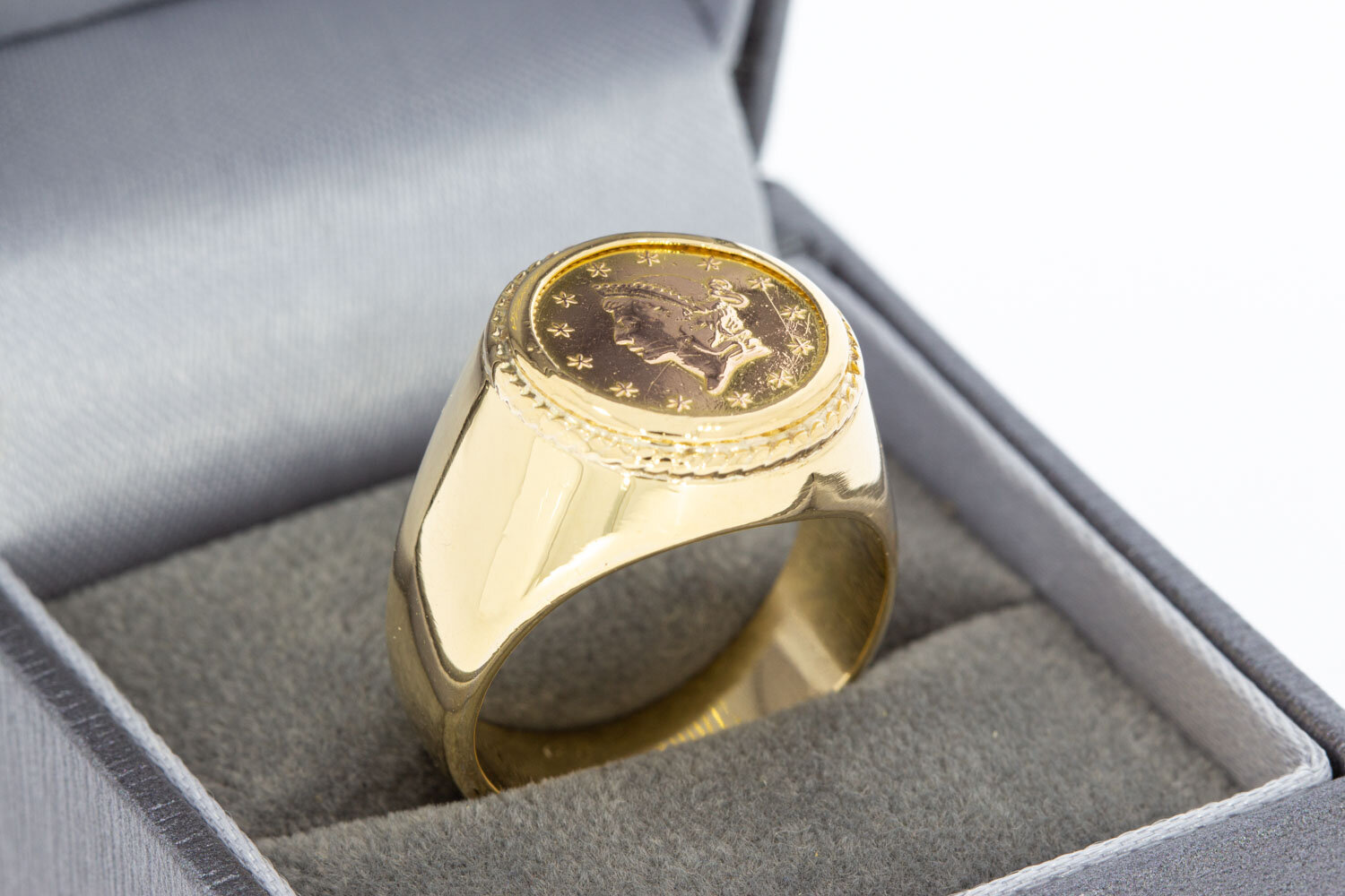 Münzring 18 Karat Gold - Ringgröße 18,8 mm