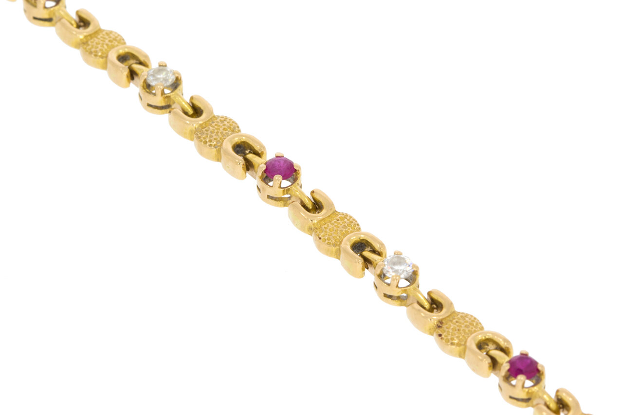 18 Karat Gold Armband mit Rubin & Saphir-18 cm