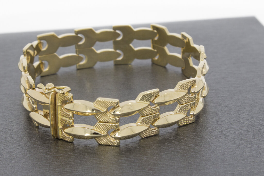 18 Karat breite Goldbarren Armband - 19 cm