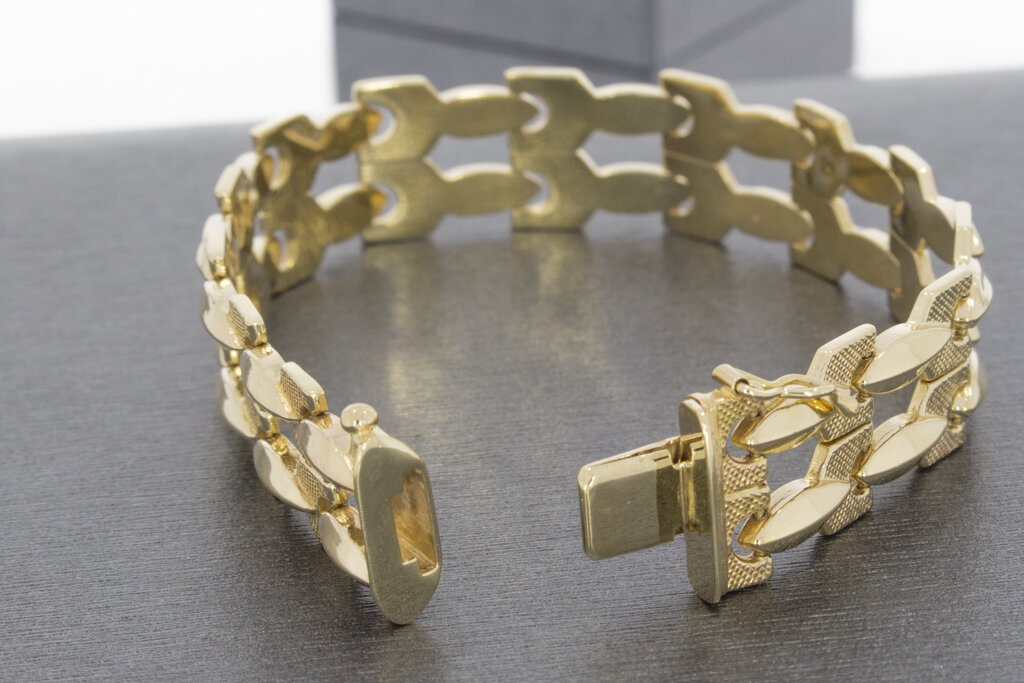 18 Karat breite Goldbarren Armband - 19 cm