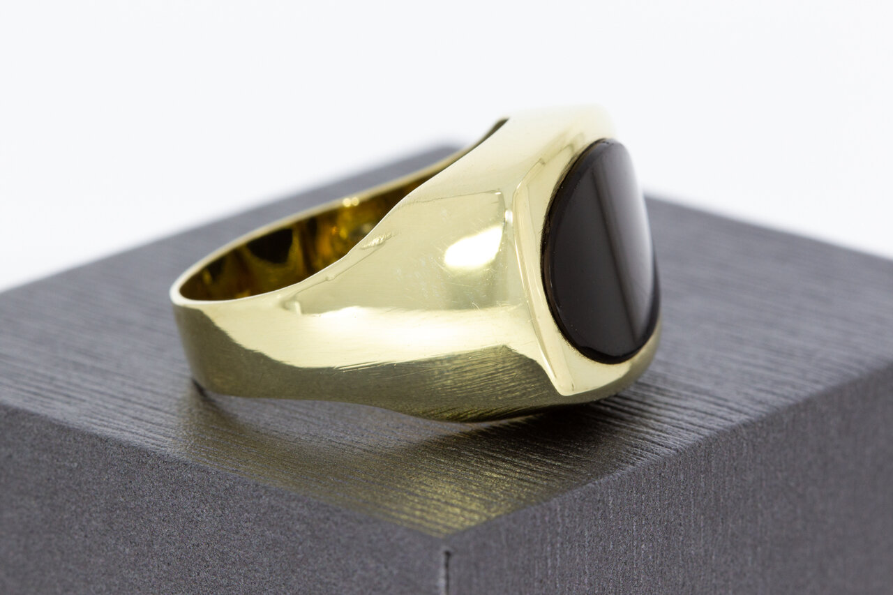14 Karat Gold Siegelring mit Onyx - 18,9 mm