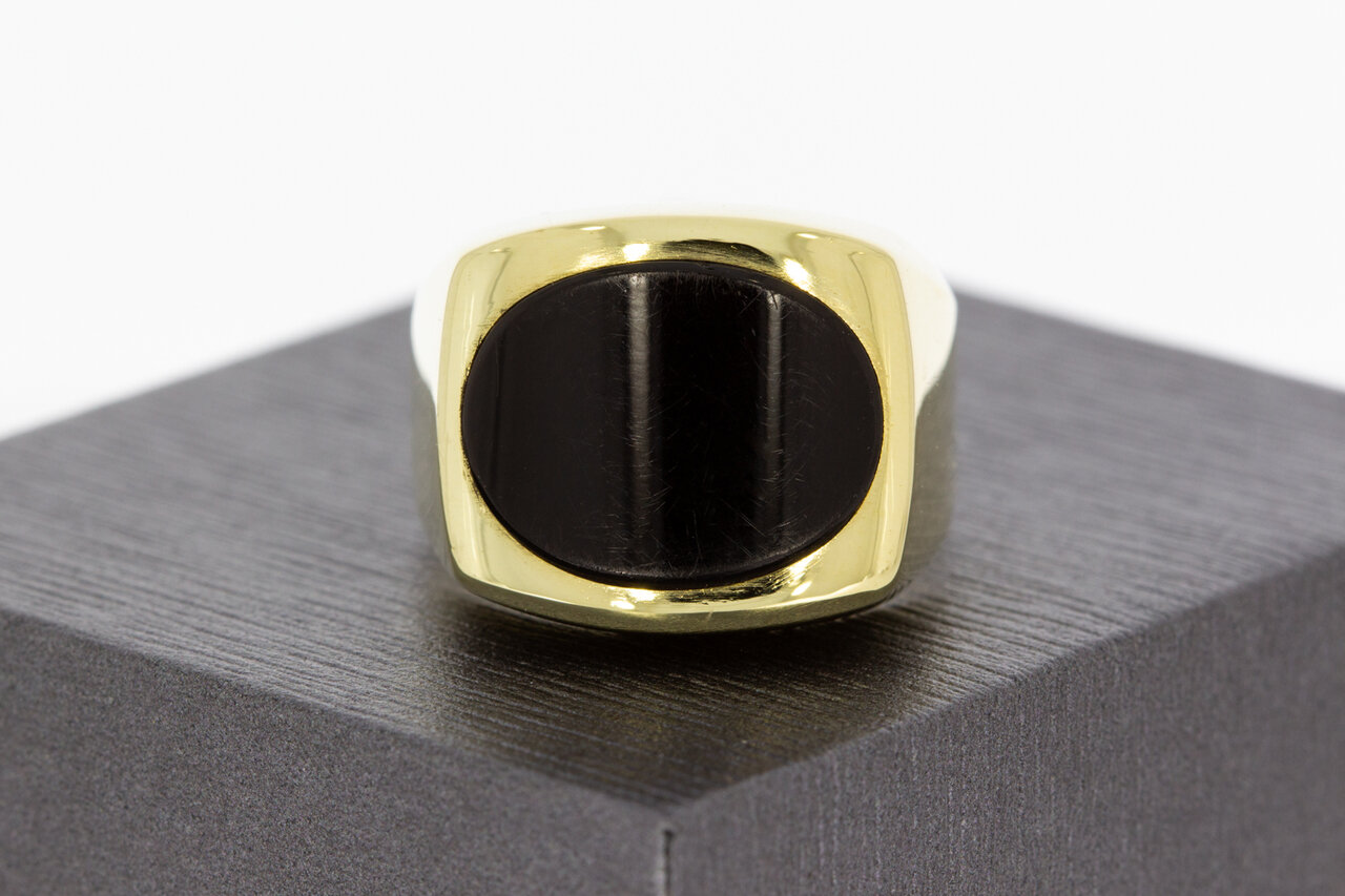 14 Karat Gold Siegelring mit Onyx - 18,9 mm