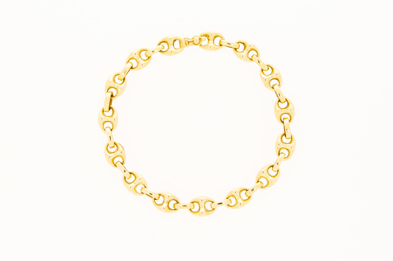 14 Karat gelb goldene Anker Gliederarmband - 20,5 cm