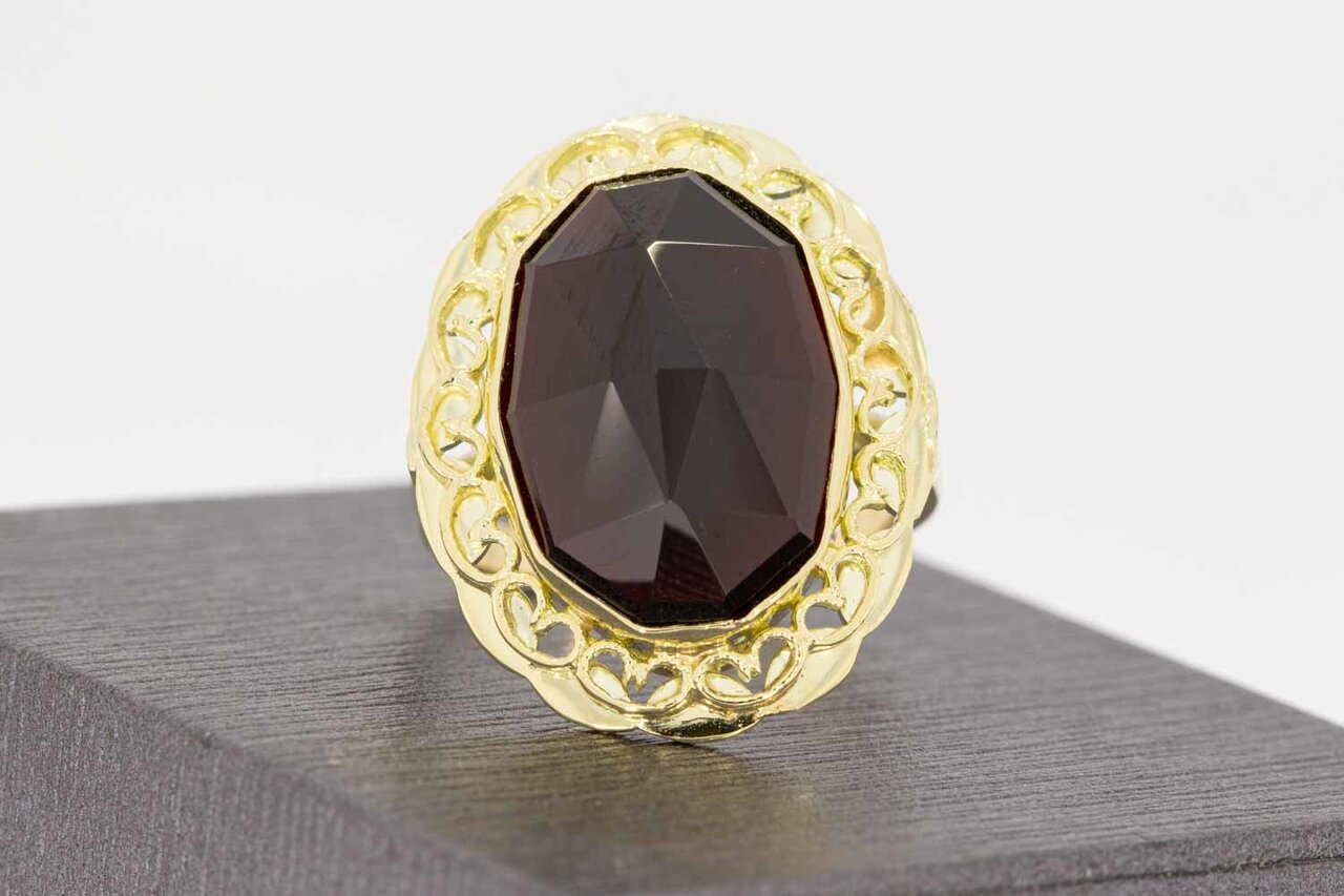 14 Karat gelb Gold Vintage Granat Ring - 17,9 mm
