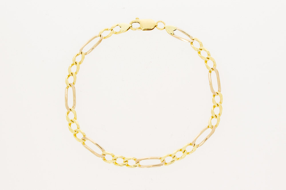 14 Karat Figaro Gold Gliederarmband - 22 cm