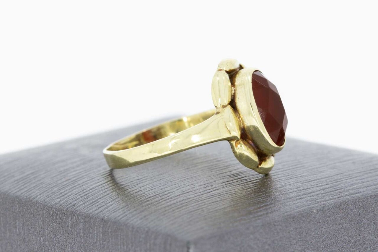 Vintage 14 Karat Gold Marquis Karneol Ring - 18 mm