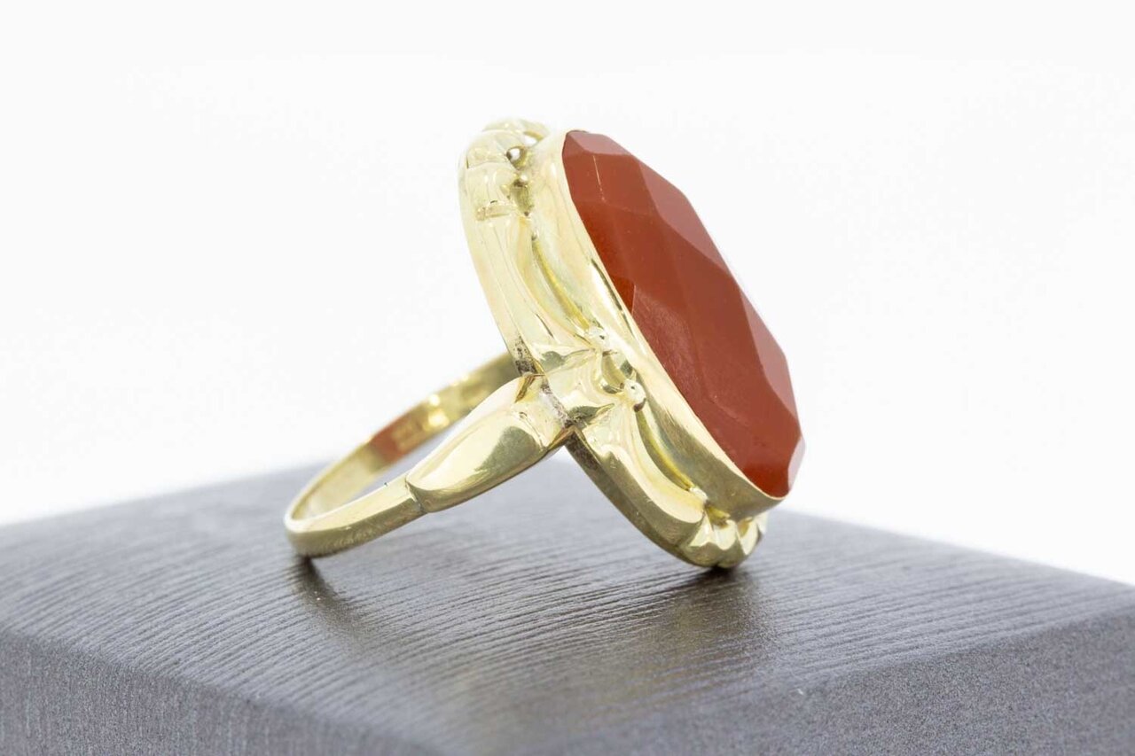 14 Karat gelb goldene Vintage Marquis Ring mit Karneol