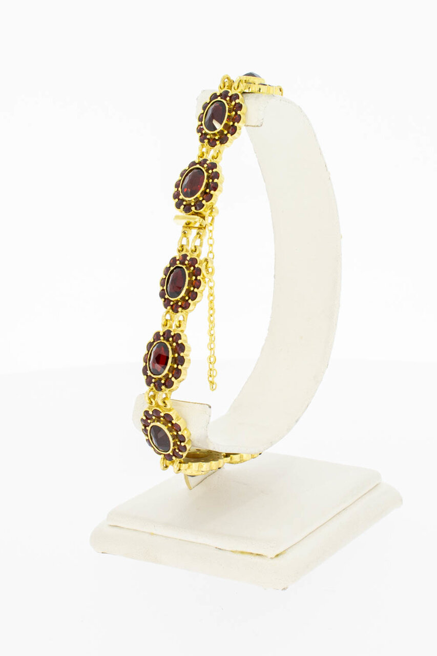 14 Karat Gelbgold Granat Armband - 24 cm