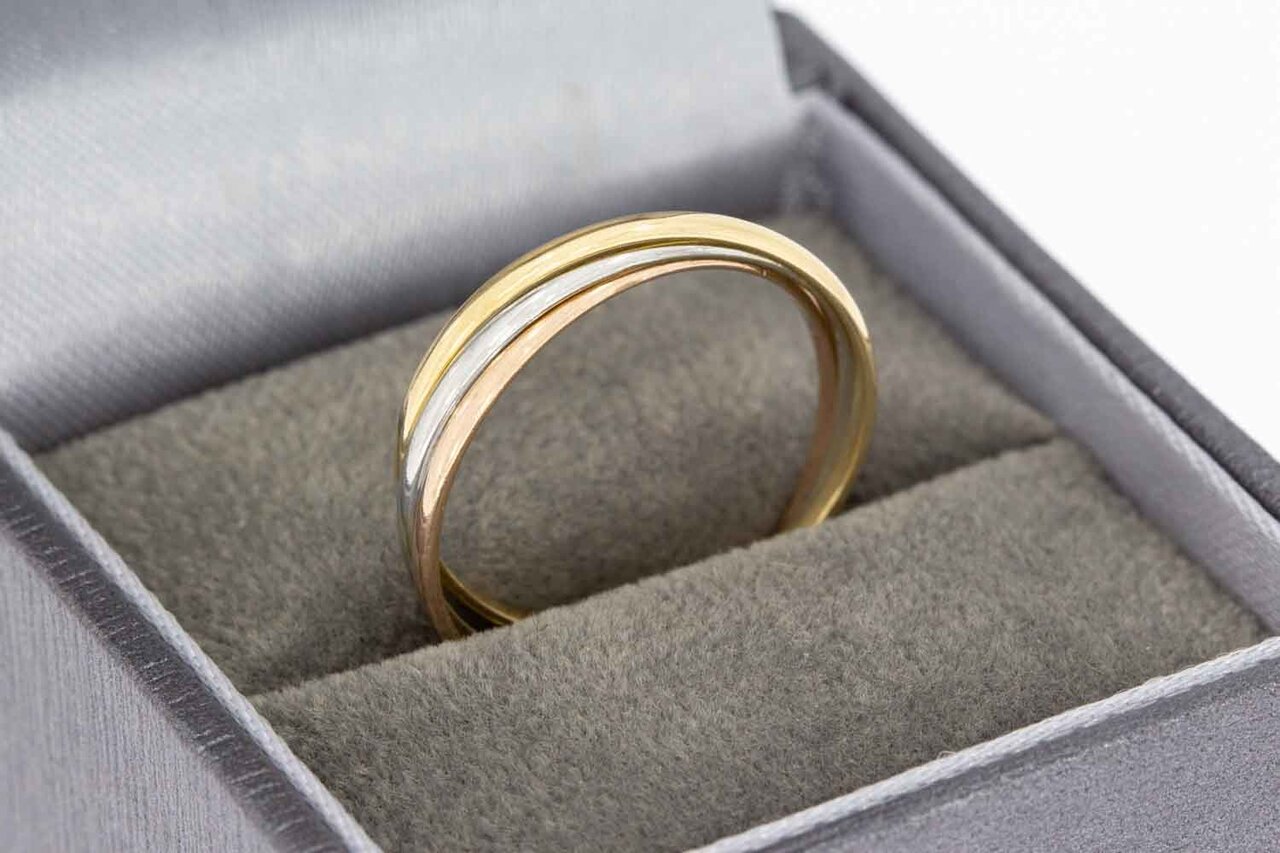 Tricolor 14 Karat  Crossover Gold Ring - 18,9 mm