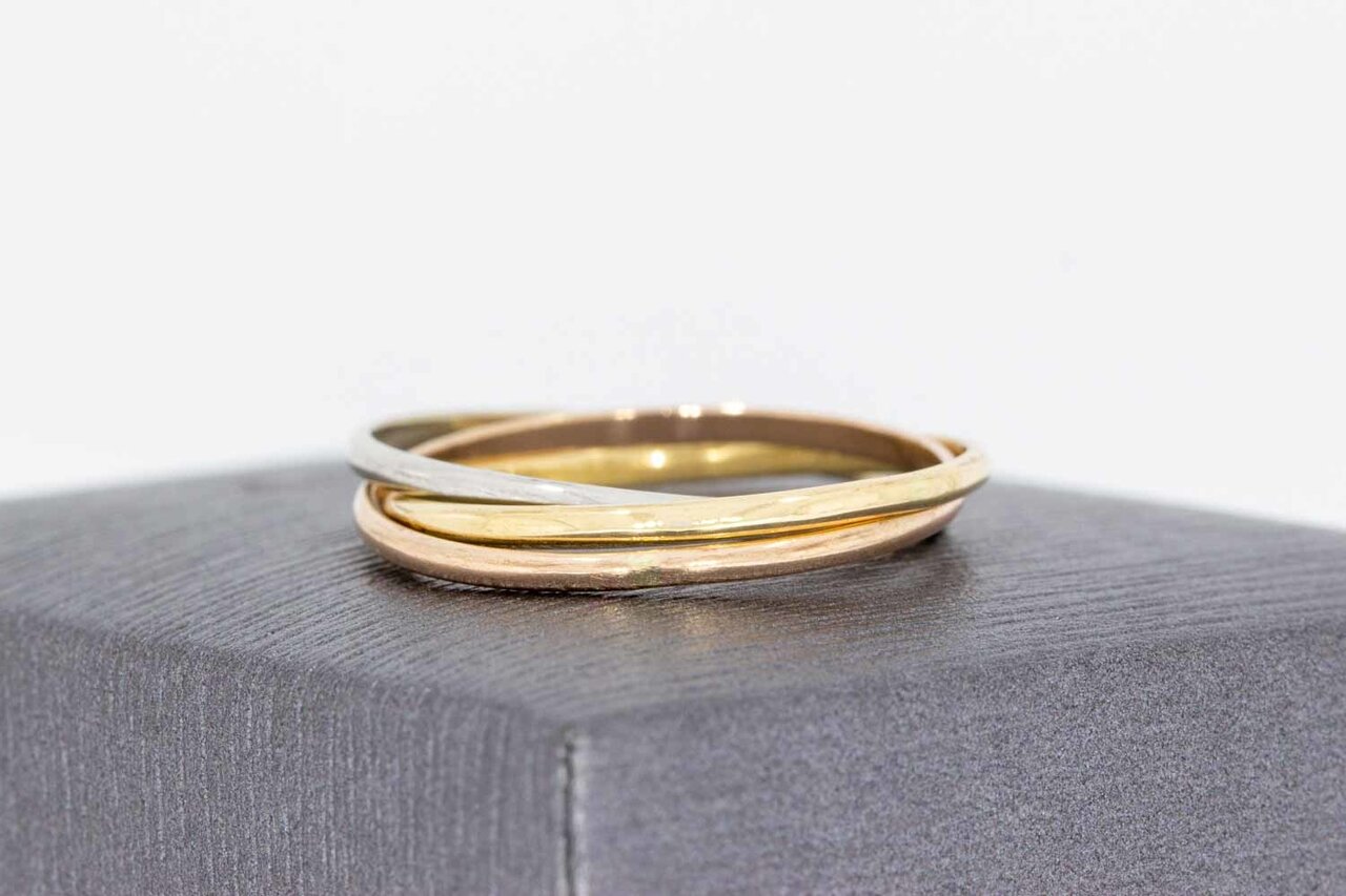Tricolor 14 Karat  Crossover Gold Ring - 18,9 mm