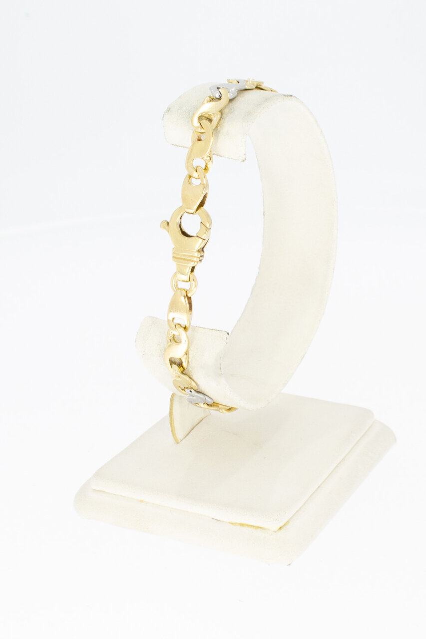 Bicolor Fantasy Gold Armband 14 Karat - 19,9 cm