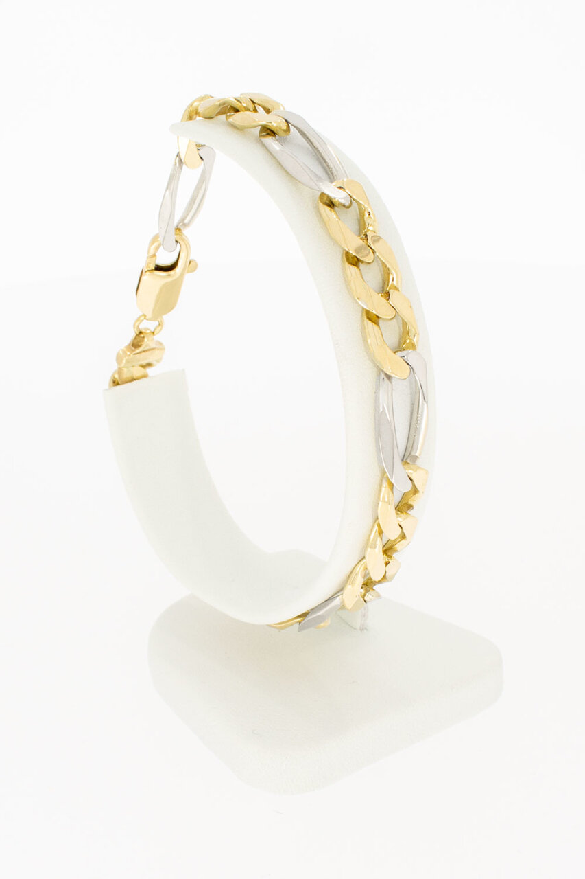 14 Karat Gold breites Figaro Armband - 21,3 cm