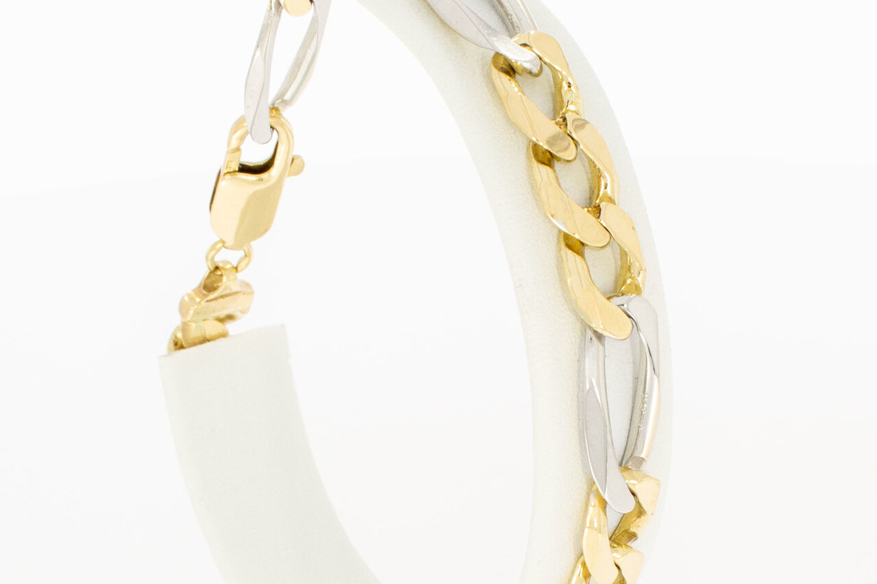 14 Karat Gold breites Figaro Armband - 21,3 cm