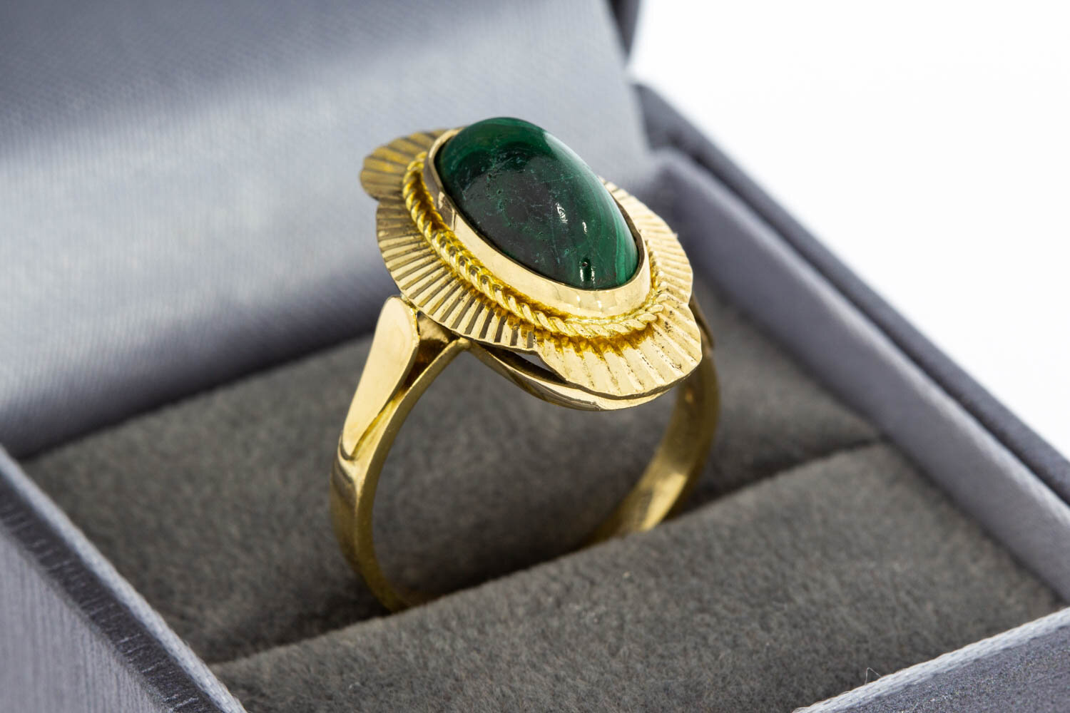 Vintage Malachit Ring 18 Karat Gold - 17,7 mm