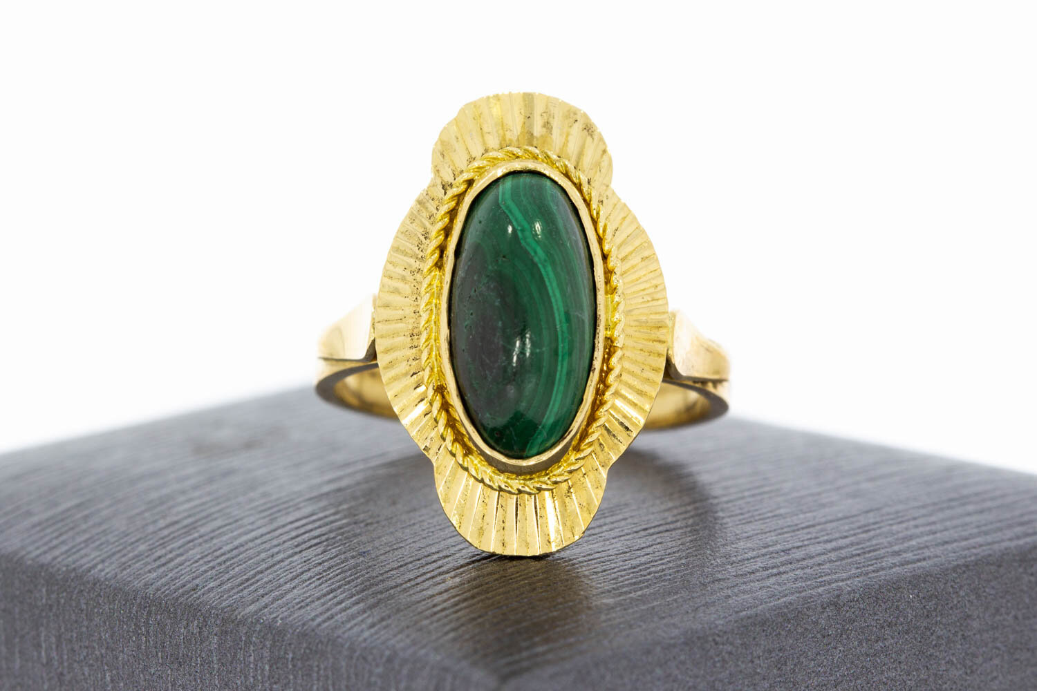 Vintage Malachit Ring 18 Karat Gold - 17,7 mm
