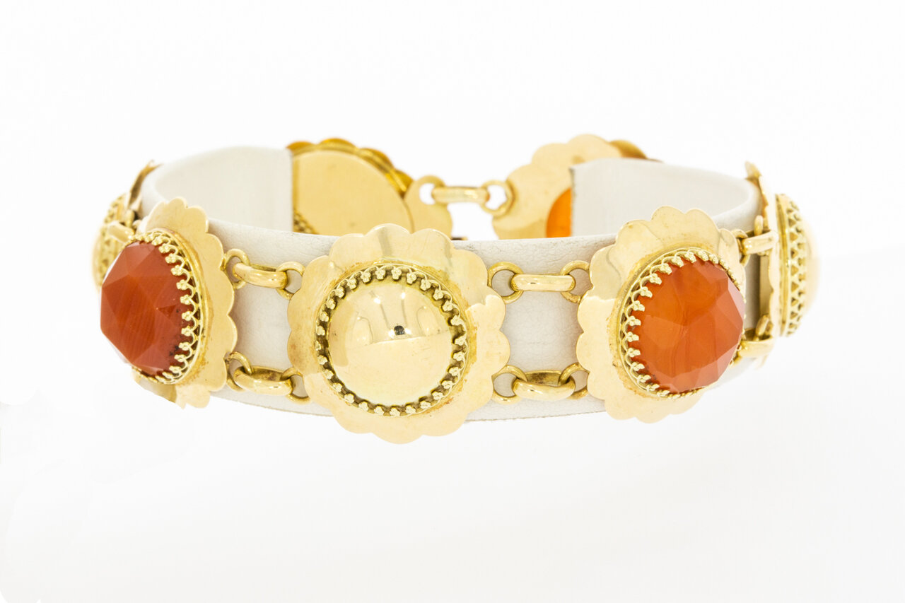 14 Karat Gold Armband mit Karneol - 18 cm