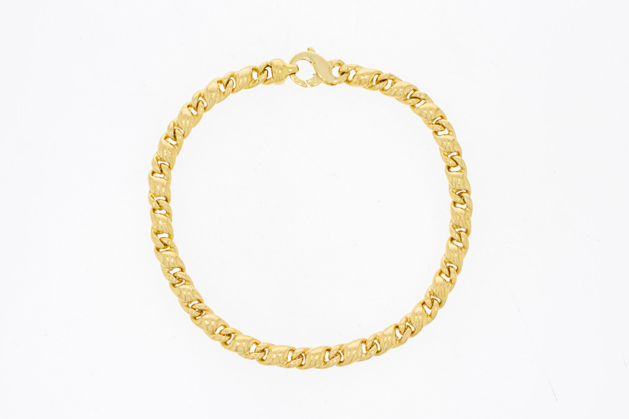 18 Karat Gold Falkenauge Gliederarmband - 24,1 cm