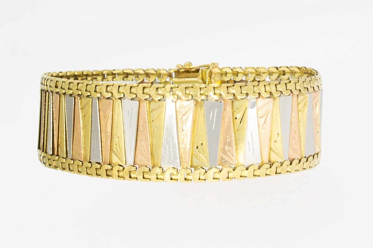 14 Karat tricolor goldene breite Armband - 20,2 cm
